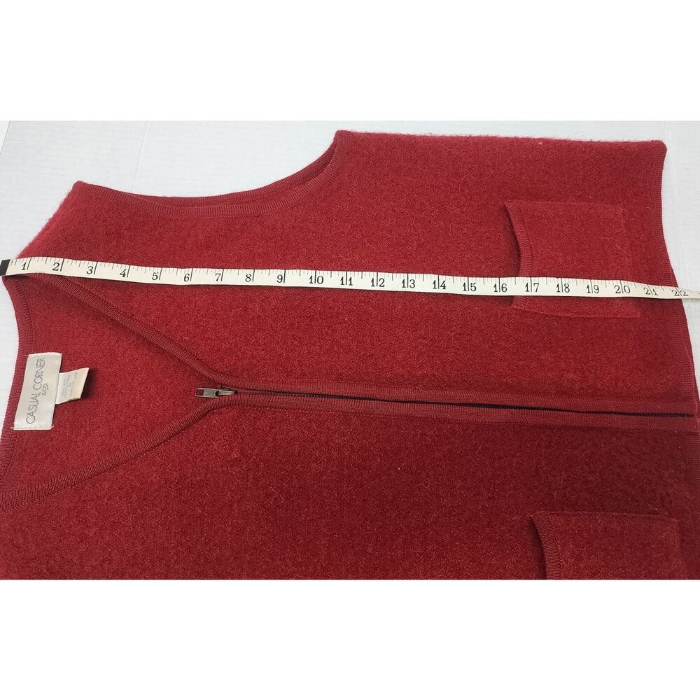 Vintage Casual Corner Red Boho Retro Wool Sleeveless Vest Womens Medium Pockets - Picture 6 of 8